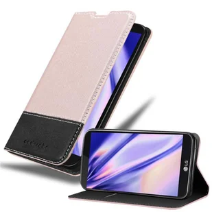 Etui Cadorabo na telefon komórkowy LG K10 2016 w kolorze ROSE GOLD BLACK z zapięciem magnetycznym, funkcją podstawki i kieszenią na karty Etui ochronne Etui z klapką w stylu książki - Etui i futerały do telefonów - miniaturka - grafika 1