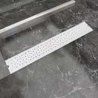 Syfony - vidaXL vidaXL Kratka odpływowa, liniowa, 730x140 mm, wzór w kropki, stal nierdzewna - miniaturka - grafika 1