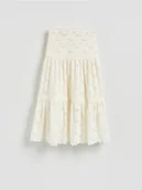 Spódnice - Reserved - Spódnica z koronką - złamana biel - miniaturka - grafika 1