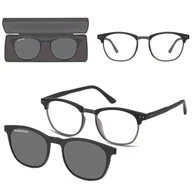 Okulary korekcyjne, oprawki, szkła - Okulary pod korekcję z polaryzacyjną nakładką przeciwsłoneczną na magnes CLIP-M-TRC297B-1 czarny/szary - miniaturka - grafika 1