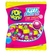 Gumy do żucia, lizaki, dropsy - POP MANIA LIZAKI TUTTI FRUTTI Z GUMĄ BALONOWĄ 50SZT - miniaturka - grafika 1