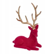 Ozdoby bożonarodzeniowe - FIGURKA JELEŃ RENIFER FLOKOWANY RÓŻOWY ZE ZŁOTYMI ROGAMI Dekoracja Święta - miniaturka - grafika 1