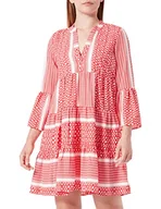 Sukienki - ONLY Damska sukienka ONLELLA Athena 3/4 V-Neck Dress WVN, High Risk Red/Aop: athena, XS, High Risk Red/Aop: athena, XS - miniaturka - grafika 1