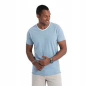 Koszulki męskie - T-shirt męski 100% bawełna niebieski V4 OM-TSCT-22SS-004 S - miniaturka - grafika 1