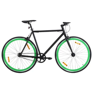 vidaXL Rower single speed, czarno-zielony, 700c, 59 cm - Rowery - miniaturka - grafika 1