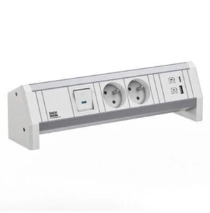 BACHMANN DESK 2xUTE 1xUSB A/C 22W 1xPrzełącznik GST18 RAL9010 - Gniazdka elektryczne - miniaturka - grafika 1