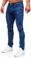 Spodnie męskie - Granatowe spodnie jeansowe męskie regular fit Denley 5158 - miniaturka - grafika 1