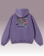Bluzy damskie - Bluza oversize z kapturem Horse Girl Kolorowy Koń Sprana Fioletowy XXL - Empik - miniaturka - grafika 1