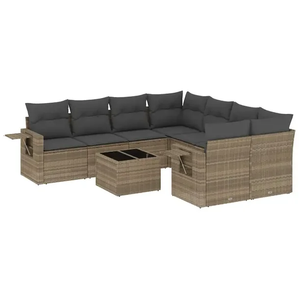 Zestaw mebli ogrodowych modułowych jasnoszary rattan PE 62 x 62 x 69 cm