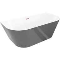 Wanny - Mexen Oval Sim wanna wolnostojąca przyścienna 170 x 80 cm, biała/szara, przelew różowe złoto - 52661708062-60 - miniaturka - grafika 1