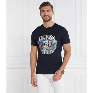 Koszulki męskie - GUESS T-shirt SS CN MULTI LOGO | Slim Fit - grafika 1