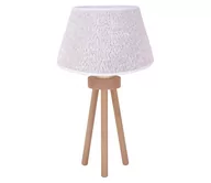 Lampy stojące - Lampa stołowa BOUCLE 1xE27/15W/230V biały/drewno - miniaturka - grafika 1