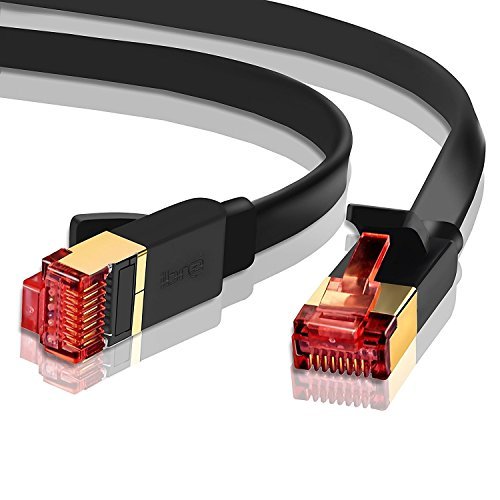 IBRA Kabel Ethernet, kabel sieciowy 3 m, Cat 7 Gigabit Lan przewód krosowy RJ45, płaska konstrukcja 10 Gb/s dla 600 MHz STP formowany do przełącznika, routera, modemu, panelu krosowego, PC, POE
