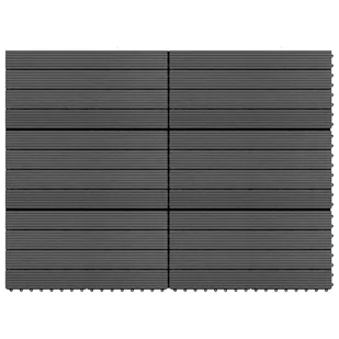 Płytki tarasowe, 6 szt., WPC, 60x30 cm, 1,08 m², czarne - Podesty i deski tarasowe - miniaturka - grafika 1