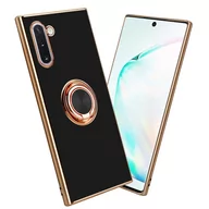 Etui i futerały do telefonów - Pokrowiec Do Samsung Galaxy NOTE 10 Etui w Glossy Czarny - Złoto magnetycznym Obudowa Case Cover Ochronny Cadorabo - miniaturka - grafika 1