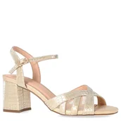 Czółenka - Zdobione sandały na słupku - MENBUR 23708 ZŁOTE - miniaturka - grafika 1