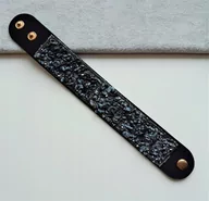 Bransoletki - SZEROKA BRANSOLETKA CZARNA KAMIENIE ZATRZASK - miniaturka - grafika 1