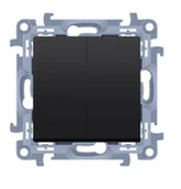 Wyłączniki światła i elektryczne - Wyłącznik schodowy podwójny bez piktogramu SIMON 10 czarny mat - miniaturka - grafika 1