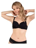 Biustonosze - Naturana Damski wyściełany biustonosz z fiszbinami 7457, Czarny, 85F - miniaturka - grafika 1