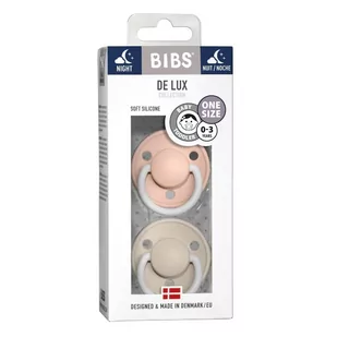 BIBS De Lux Smoczek uspokajający silikonowy Blush Night/Vanilla Night 0-36m 2 szt 5200610 - Smoczki uspokajające - miniaturka - grafika 1