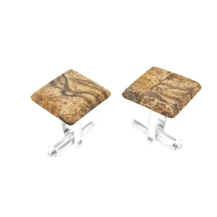 Spinki do mankietów Jaspis Krajobrazowy (S1051) Srebro [925] - Spinki do mankietów i krawatów - miniaturka - grafika 1