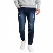 Spodnie męskie - Spodnie męskie JOGGERY z przetarciami ciemnonieb.V1 OM-PADJ-0153 L - miniaturka - grafika 1