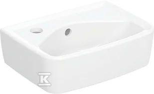 Umywalka kompaktowa Rekord - kształt geometryczny, krótka, B35 cm, H15 cm, T25 cm, z otworem na baterię z lewej strony, z przelewem - Umywalki - miniaturka - grafika 1