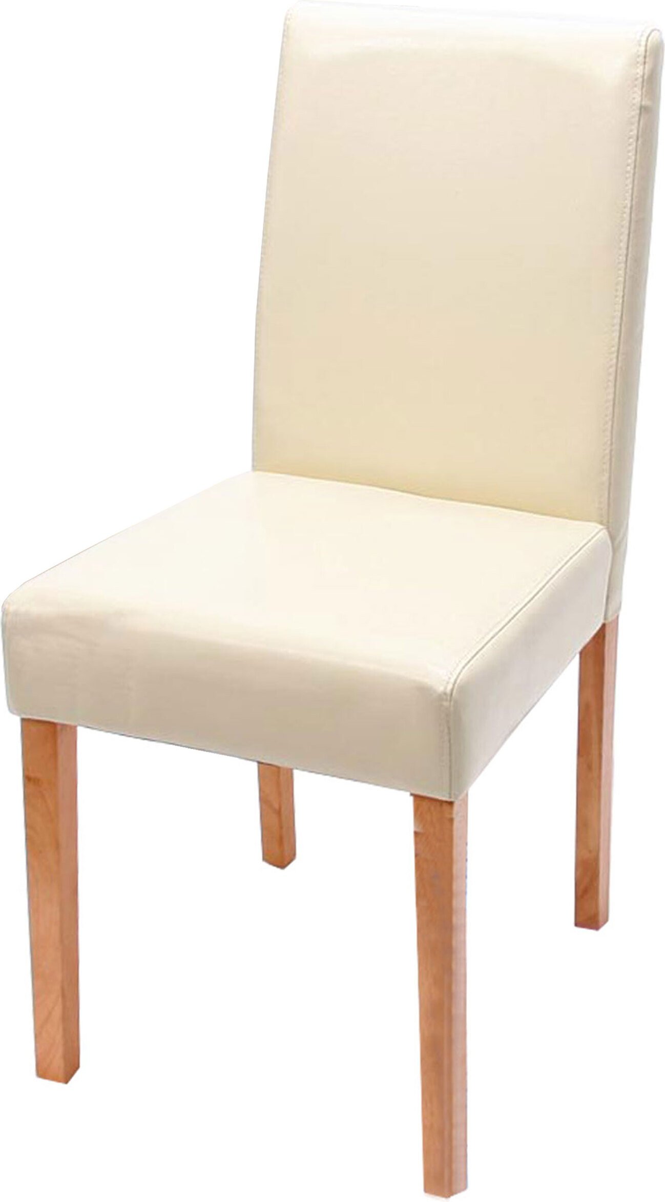 Krzesło do jadalni Littau, krzesło kuchenne, imitacja skóry ~ kremowy, jasne nogi