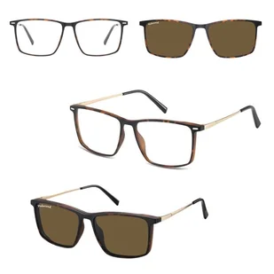 Prostokątne okulary pod korekcję z polaryzacyjną Nakładką przeciwsłoneczną na magnes CLIP-TRC-196A-2 - Okulary korekcyjne, oprawki, szkła - miniaturka - grafika 1