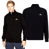 Bluzy męskie - Bluza Alpha Industries Half Zip Sweater SL 108308 03 Czarna S - miniaturka - grafika 1
