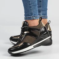 Półbuty damskie - Vinceza Sneakersy półbuty damskie 10743 BK/GL - - miniaturka - grafika 1