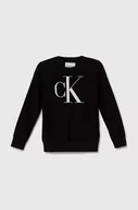 Swetry dla chłopców - Calvin Klein Jeans sweter bawełniany dziecięcy kolor czarny lekki - miniaturka - grafika 1