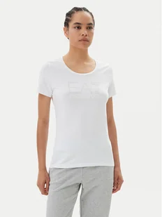 EA7 Emporio Armani T-Shirt 7W000094 AF10373 U0002 Biały Slim Fit - Koszulki i topy damskie - miniaturka - grafika 1