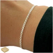 Bransoletki - PIĘKNA SREBRNA BRANSOLETKA DAMSKA BISMARK 19cm/2mm PREZENT DLA MAMY+DARMOWE DODATKI - miniaturka - grafika 1