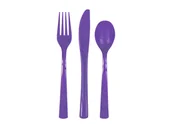 Dekoracje i nakrycia stołu na imprezę - Sztućce plastikowe fioletowe - 18 szt. - miniaturka - grafika 1