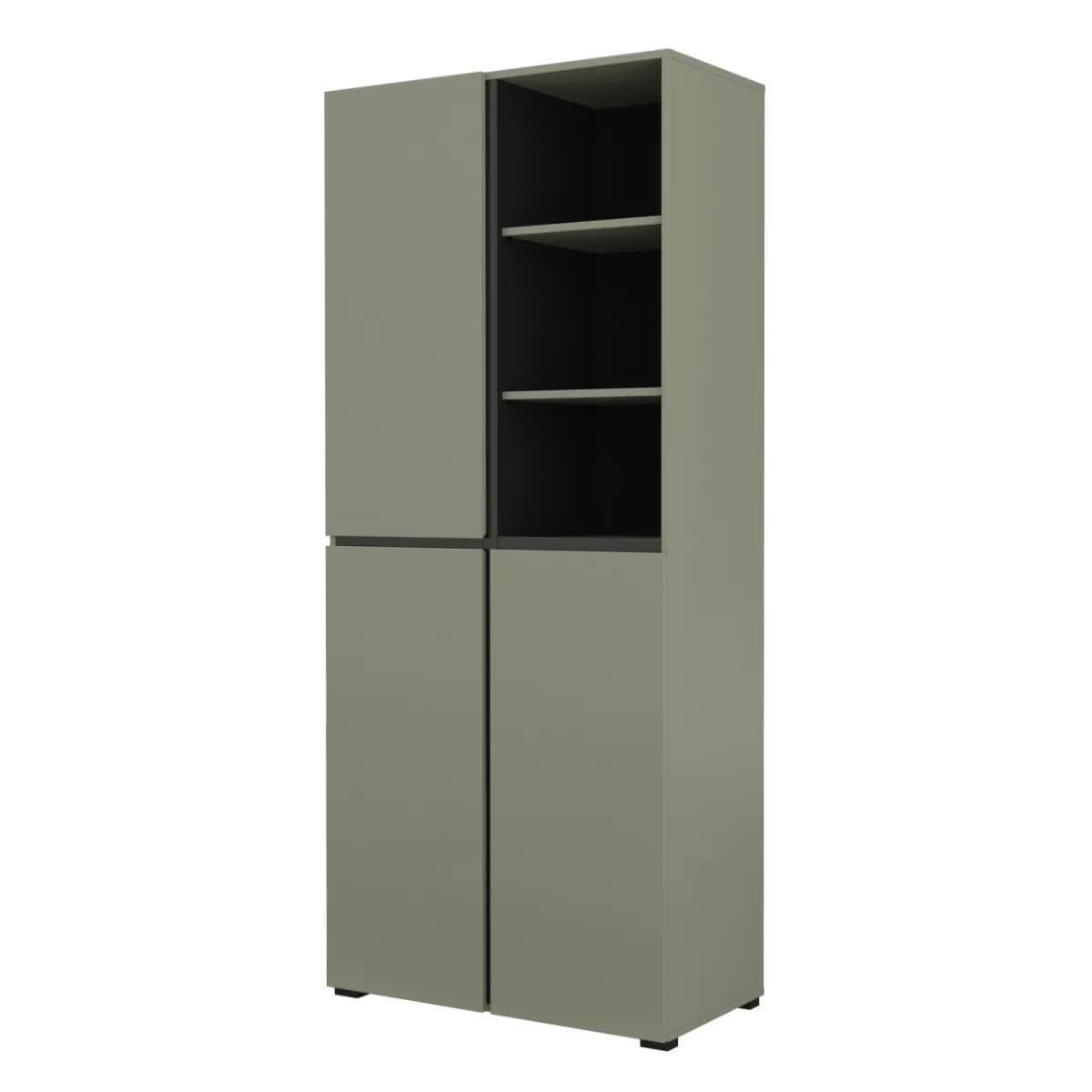 Szafa do przedpokoju CROSS 3D 80cm zielona/czarna z półkami