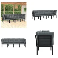 Meble ogrodowe - vidaXL 4-częściowy zestaw wypoczynkowy do ogrodu z czarno-szarego polirattanu - Zestaw wypoczynkowy do ogrodu - Zestawy wypoczynkowe do ogrodu - Zestaw wypoczynkowy - Zestaw mebli ogrodowych - miniaturka - grafika 1