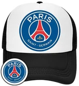 Czapki i chusty sportowe męskie - Czapka z Daszkiem PSG Czarna z Nadrukiem Siatka Bejsbolówka - miniaturka - grafika 1