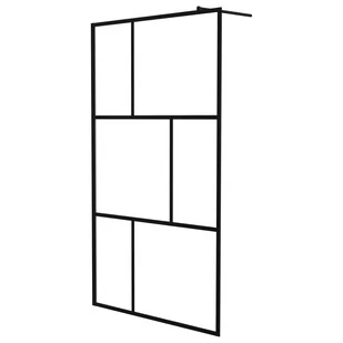 vidaXL Lumarko Ścianka prysznicowa z hartowanego szkła, czarna, 100 x 195 cm 149154 - Kabiny prysznicowe - miniaturka - grafika 1
