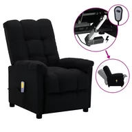 Fotele - vidaXL Lumarko Rozkładany fotel masujący, elektryczny, czarny, obity tkaniną 3073760 - miniaturka - grafika 1
