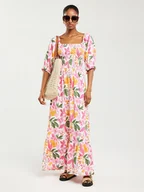 Sukienki - BIG STAR Sukienka "Dinova" w kolorze białym ze wzorem - miniaturka - grafika 1