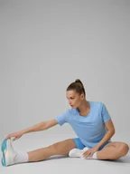 Koszulki sportowe damskie - 4F Koszulka treningowa loose szybkoschnąca damska - niebieska XS - miniaturka - grafika 1