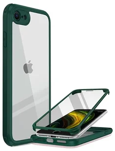 Miracase Etui kompatybilne z iPhone SE 2022 / SE 2020 / iPhone 8, etui ochronne na całe ciało z wbudowaną szklaną folią ochronną na wyświetlacz, odporne na uderzenia etui na telefon komórkowy, zielone - Etui i futerały do telefonów - miniaturka - grafika 1