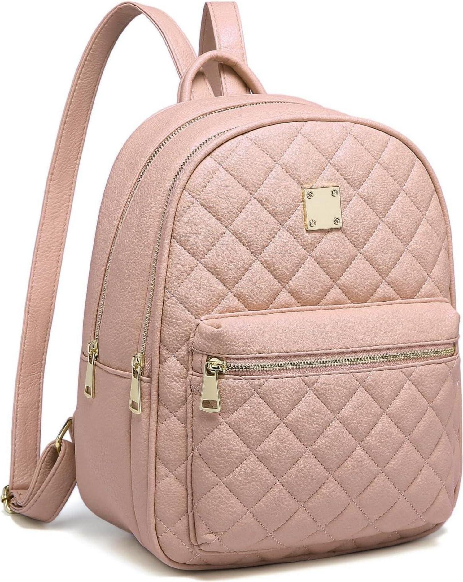 Mały damski plecak skórzanypoliuretan Lingge Design Beige