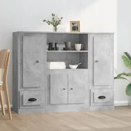 Szafki do salonu - Wysokie szafki, 3 szt., szarość betonu, materiał drewnopochodny - miniaturka - grafika 1