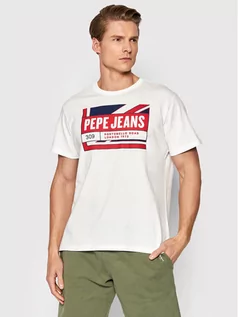 Koszulki męskie - Pepe Jeans T-Shirt Adelard PM508223 Biały Regular Fit - grafika 1