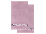 Ręczniki - LIVARNO home Komplet 2 ręczników frotte, 50 x 100 cm (Kwiaty/ różowy) - miniaturka - grafika 1