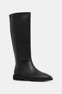 Kozaki damskie - Calvin Klein kozaki skórzane FORMAL UTK BOOT LTH damskie kolor brązowy na płaskim obcasie HW0HW02599 - miniaturka - grafika 1