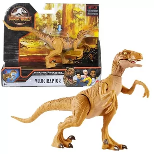 Jurassic World Jurassic World HBX32 - Figurka dinozaura Velociraptor atakujący pazurami, ruchome ręce i nogi, od 4 lat. HBX32 - Figurki dla dzieci - miniaturka - grafika 1