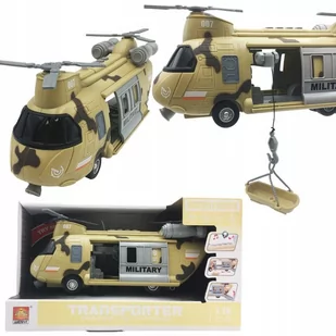 HELIKOPTER WOJSKOWY TRANSPORTOWY wyciągarka ŚWIATŁA DŹWIĘKI - Samoloty i helikoptery - miniaturka - grafika 1